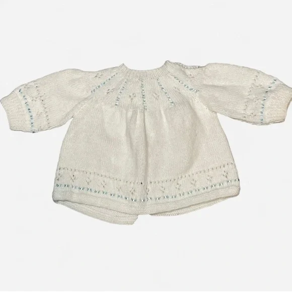 Vintage Handmade‎ Classic Knitted Infant Matinee Coat Bonnet Booties Set - Picture 2 of 7